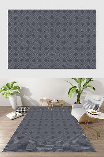 北欧简笔画几何菱形线条图案地毯图案图片