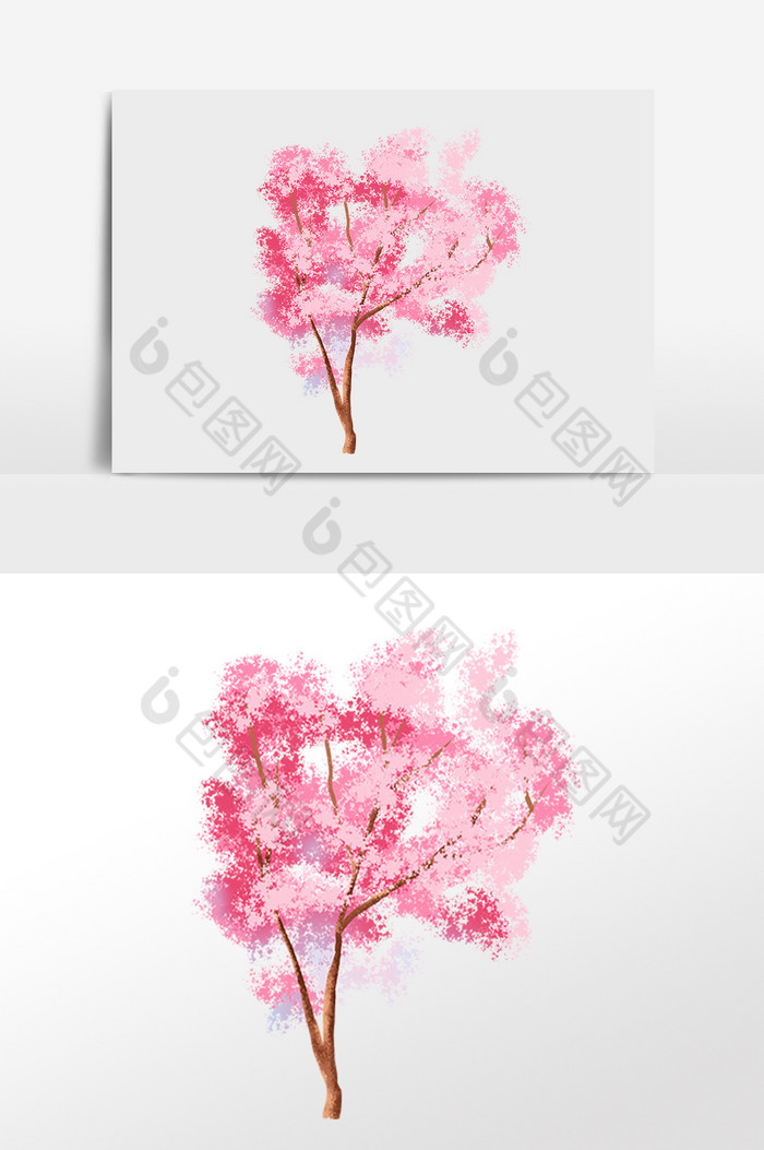 夏季植物小树桃花树插画图片图片