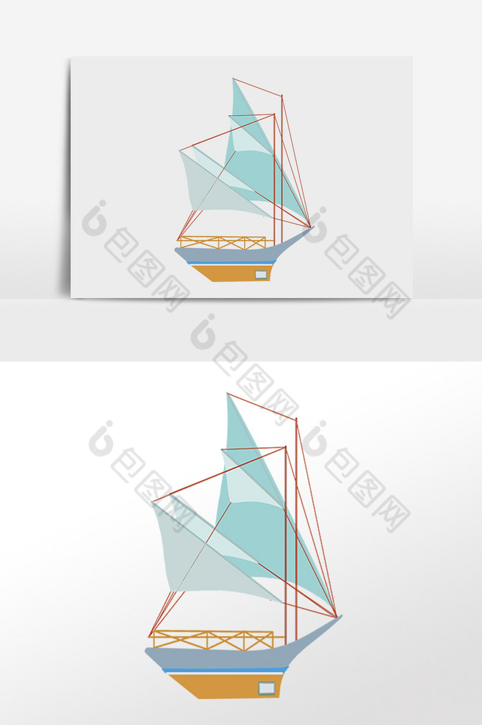 大海出海交通工具帆船插画图片图片