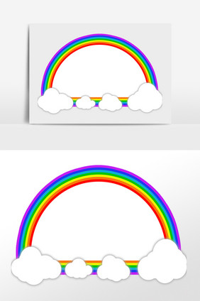 手绘卡通天气彩虹边框插画