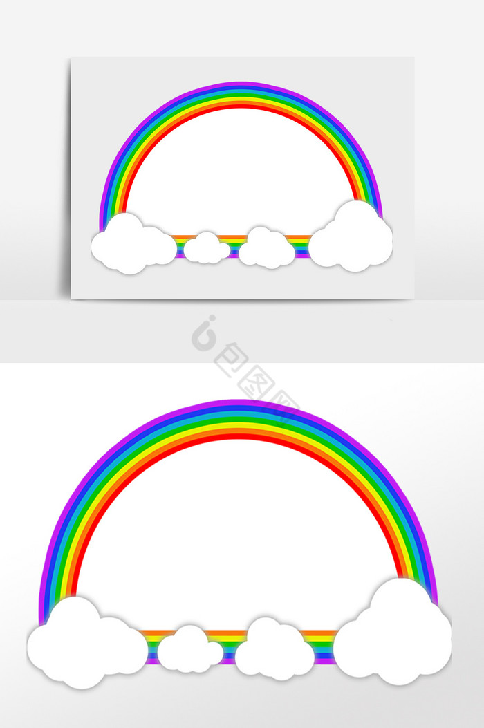 天气彩虹边框插画图片