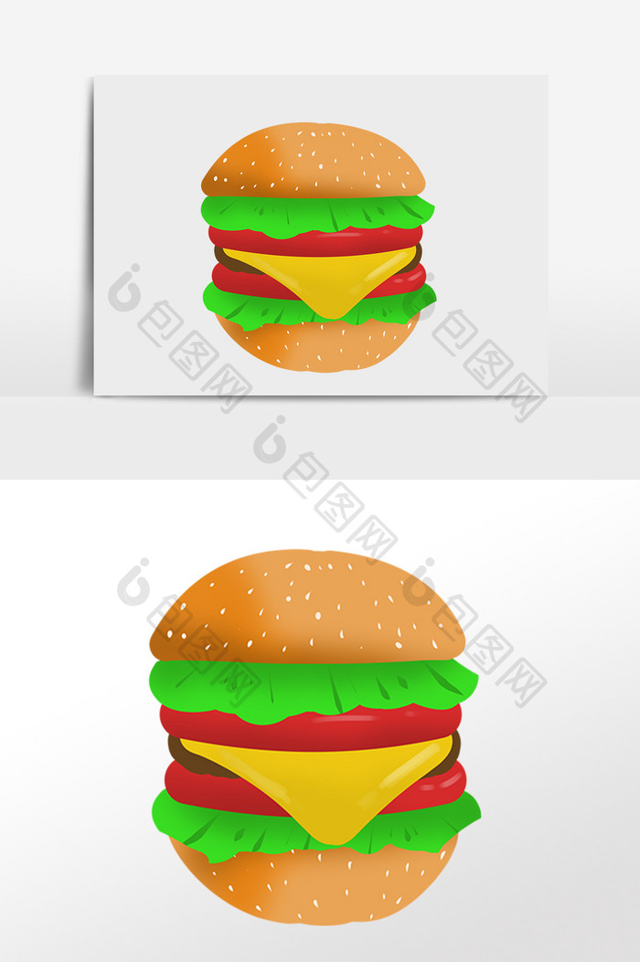 手绘特色食物小吃汉堡包插画