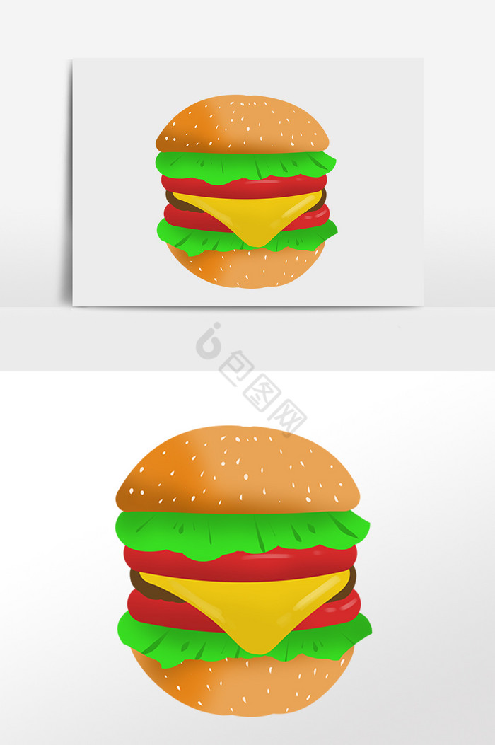 特色食物小吃汉堡包插画图片