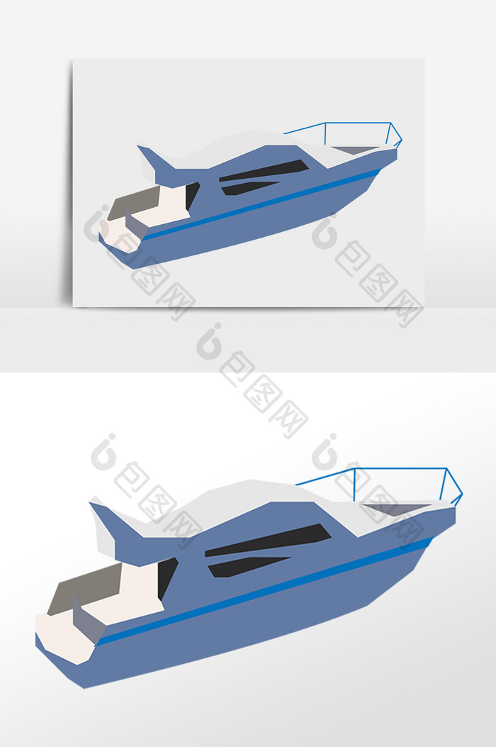 手绘交通出行工具游艇插画