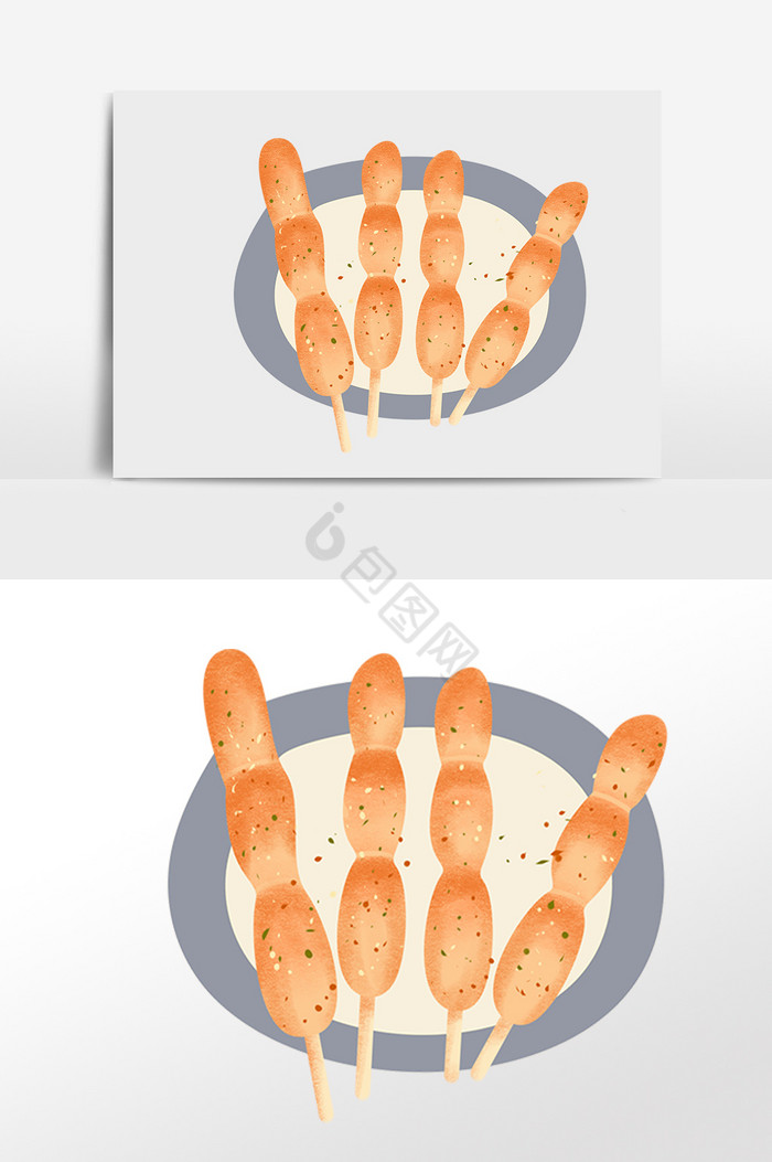 特色食物小吃烤串插画图片