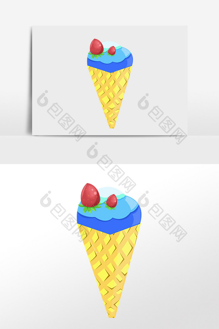 手绘夏季甜品冷饮蛋卷冰淇淋插画