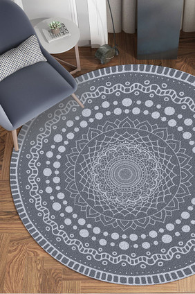 欧式花纹线条圆点组合圆形地毯图案