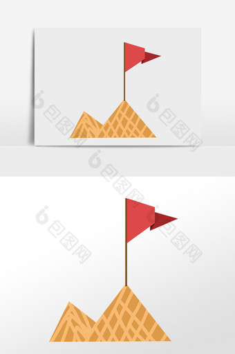 手绘商务办公用品投标旗子插画图片