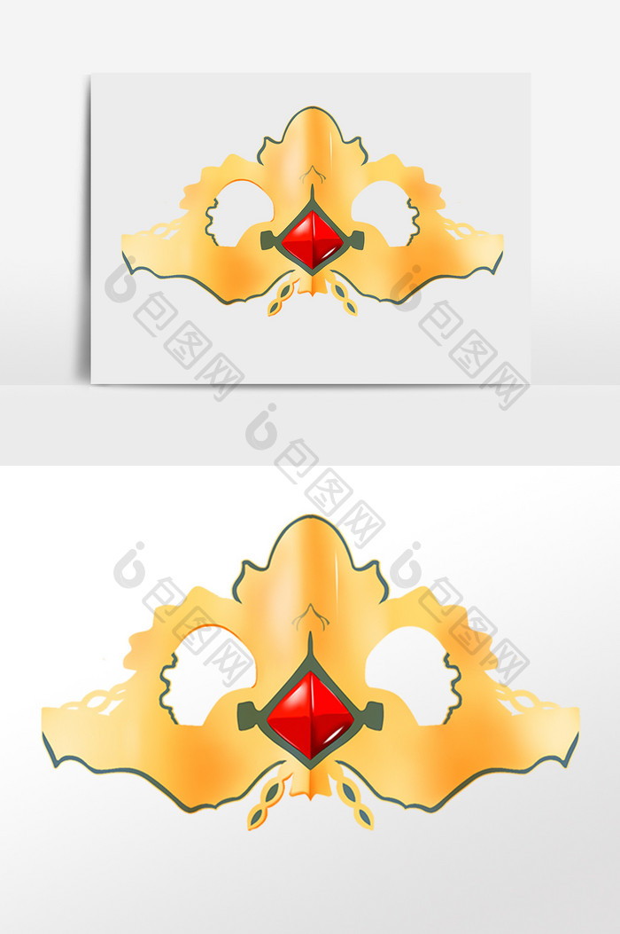 手绘头饰金色皇冠凤冠插画