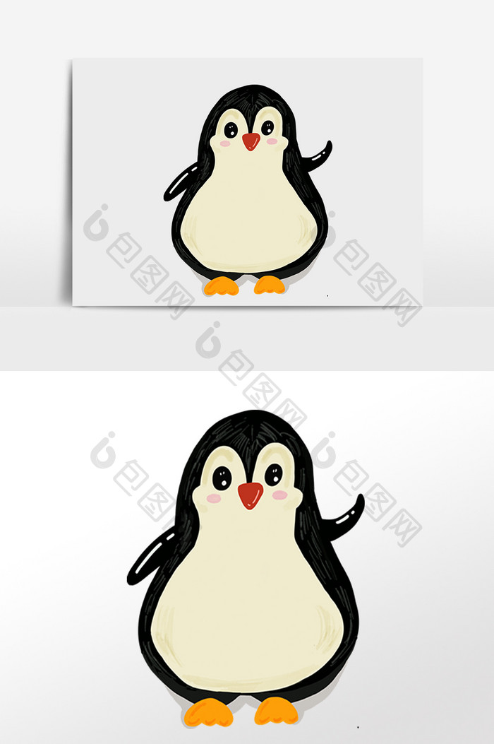 手绘卡通南极动物企鹅插画