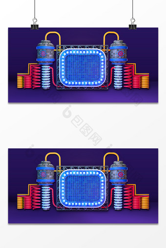 蓝色C4D机械感电商背景图片