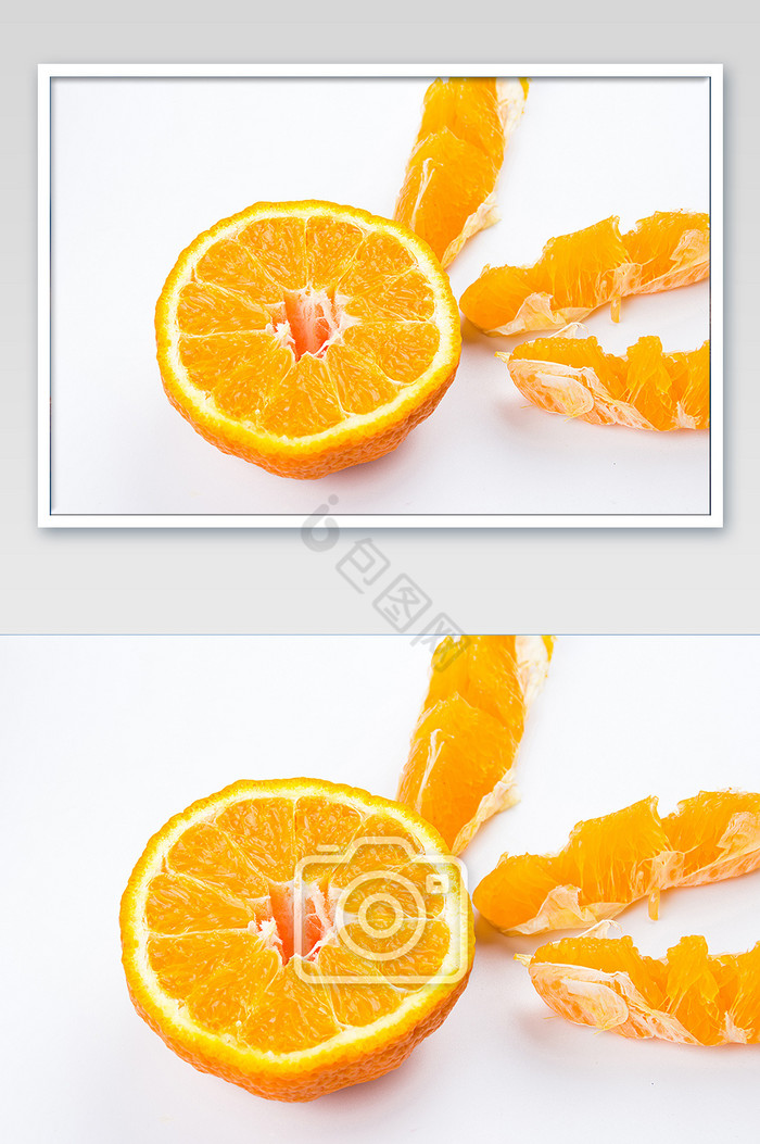 白底高清丑橘果肉横切面摄影图片