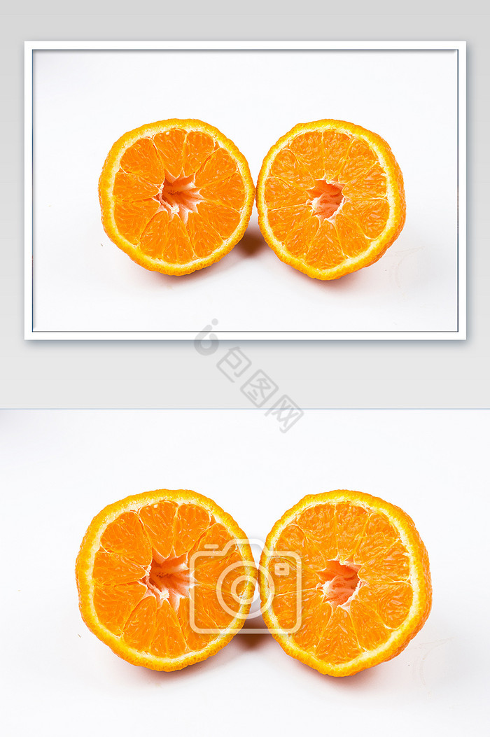 新鲜水果丑橘横切白底高清大图摄影图图片