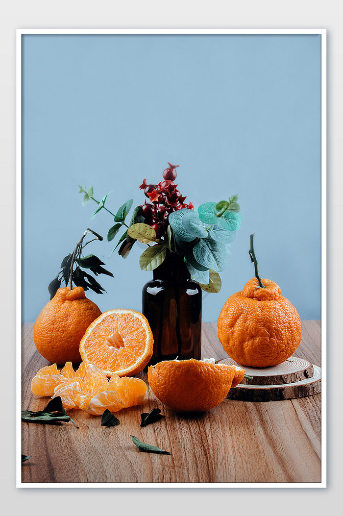 桌上的新鲜水果丑橘静物摄影图图片