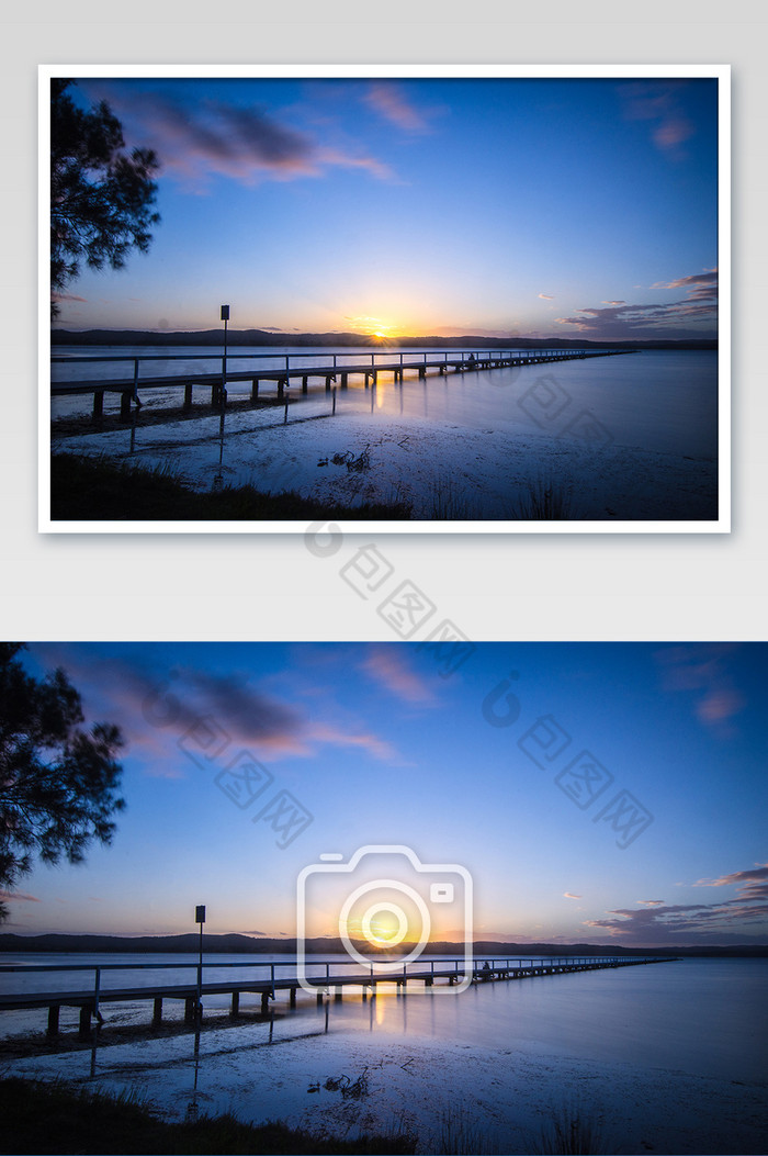 悉尼中央海岸的栈桥日落自然风光摄影图片图片