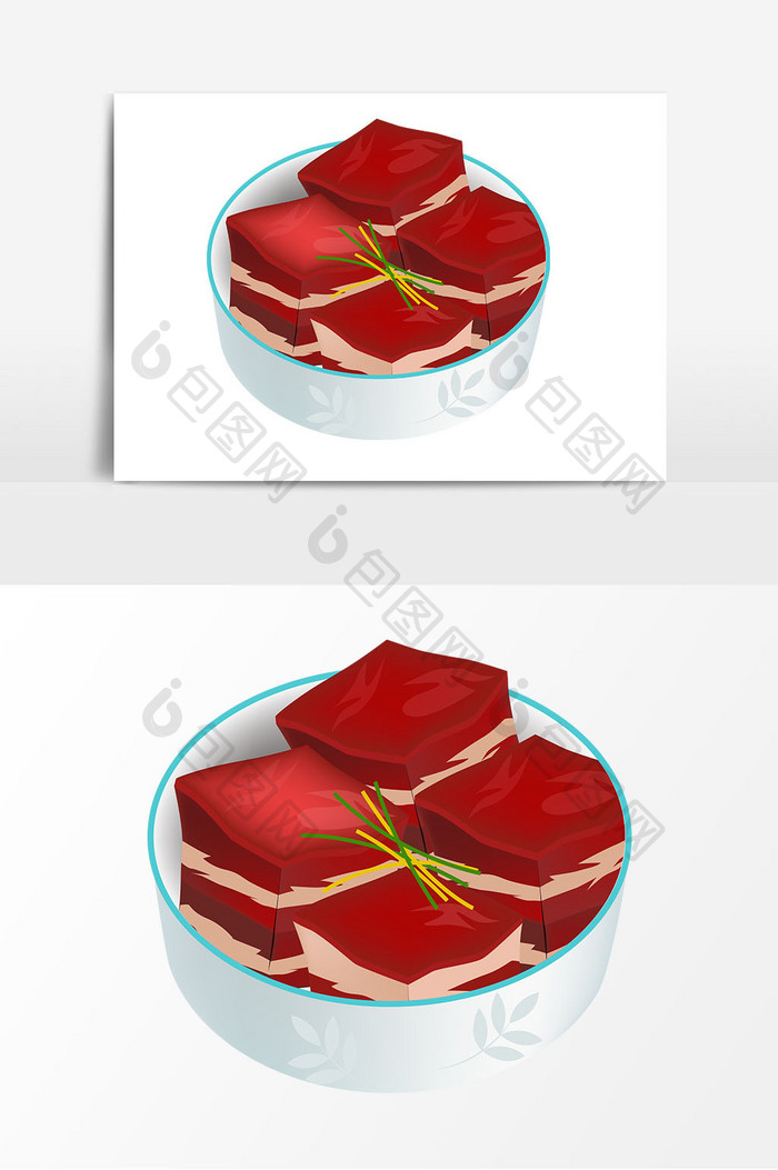 卡通红烧肉块矢量素材