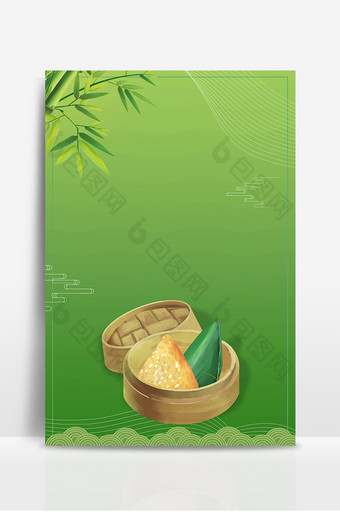 端午节粽子绿色竹叶背景图片