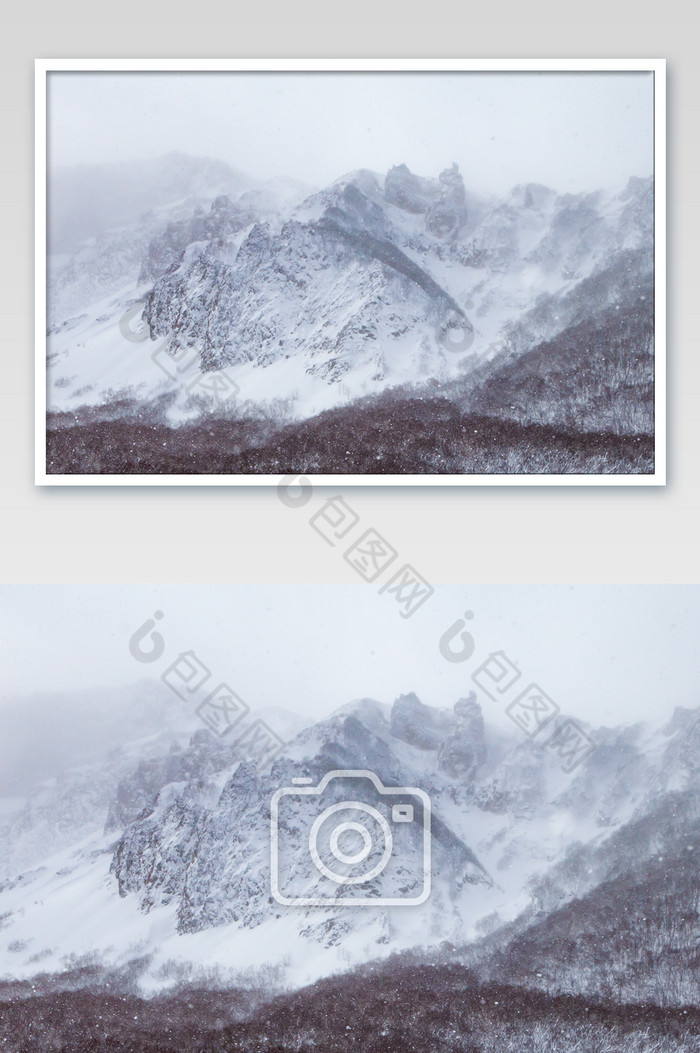 横版长白山脉冬天暴雪照片图片图片