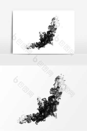 中国风墨水墨汁泼洒水雾元素图片