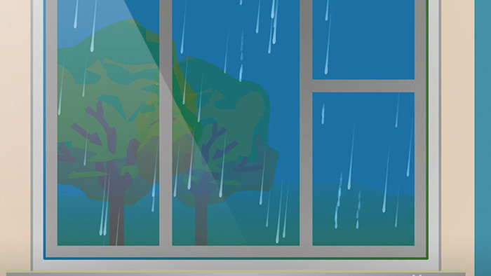 mg动画展示窗外下雨视频素材