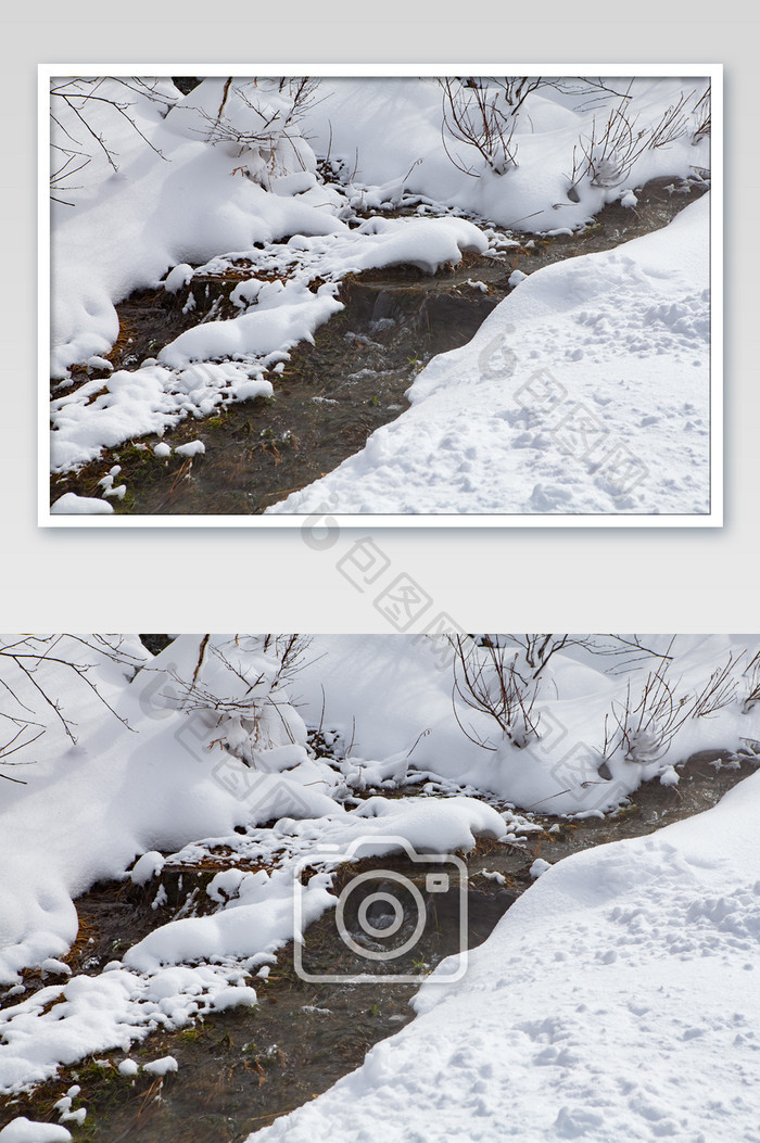 冬季山泉流水摄影图片