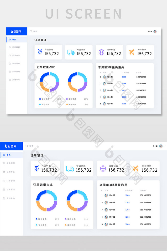 简约大气可视化物流后台界面