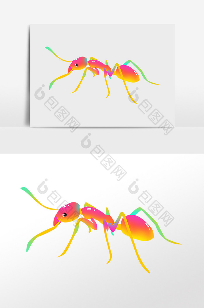 手绘糖果渐融彩色昆虫蚂蚁插画
