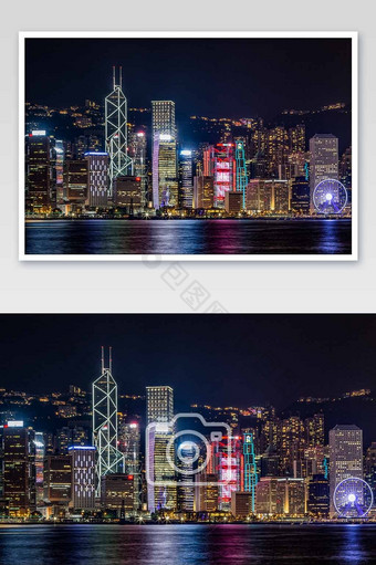 香港维多利亚港夜景摄影图片