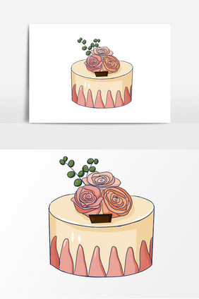 手绘玫瑰蛋糕元素