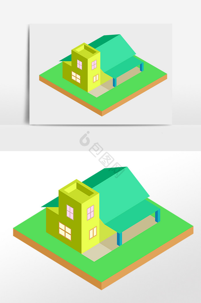 25D彩色楼房建筑插画图片