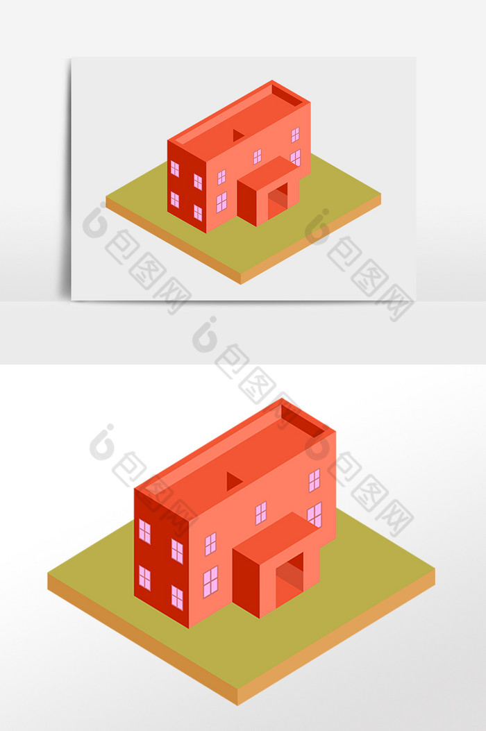 5d立体红色楼房建筑插画所属分类 广告设计 文件格式 ai