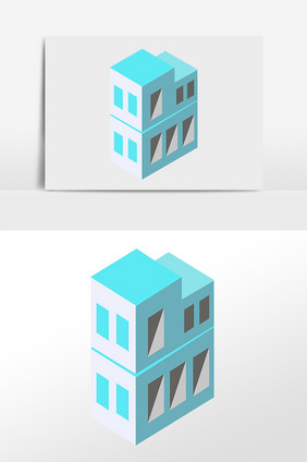 2.5D立体楼房模型建筑插画