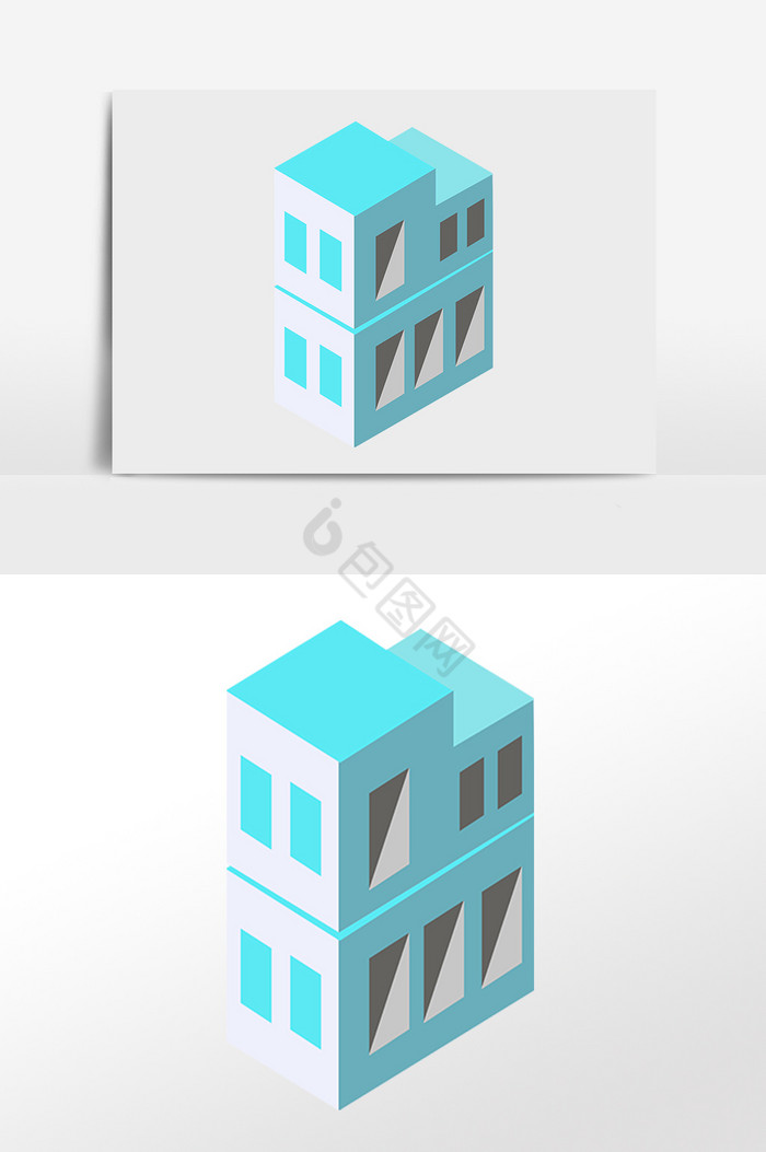 25D楼房模型建筑插画图片