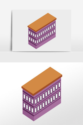 2.5D立体楼房建筑插画