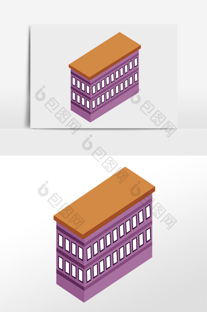 2.5D立体楼房建筑插画