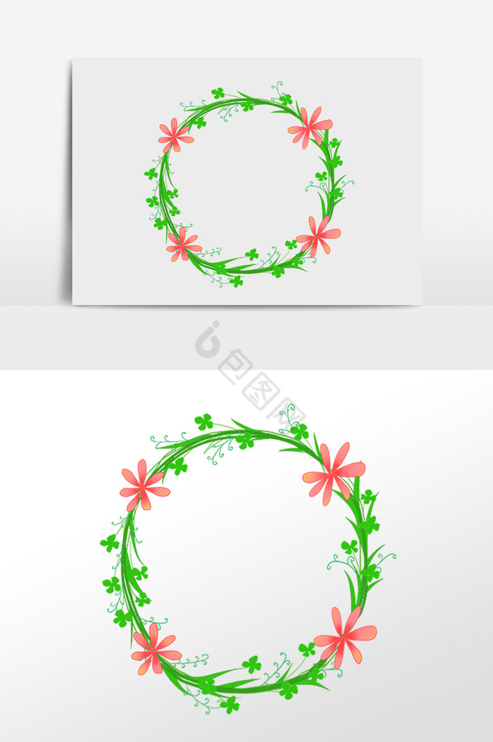 花朵植物圆环花环插画图片