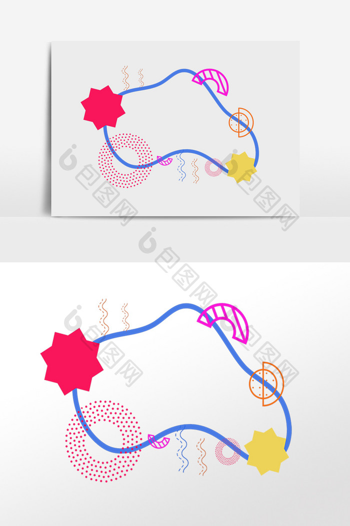 手绘创意不规则孟菲斯边框插画