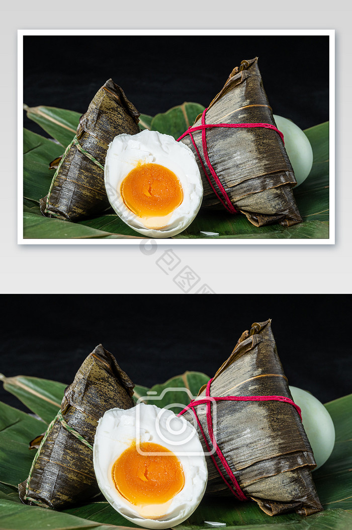端午节美食粽子咸鸭蛋特写图片