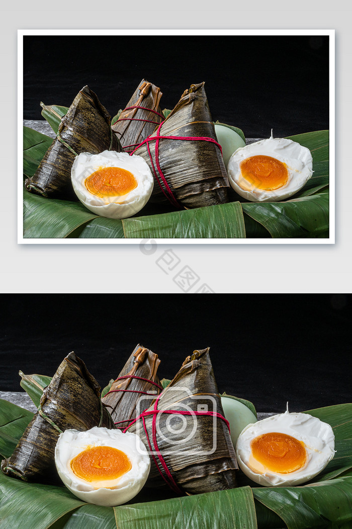盘子中美味的粽子端午美食咸鸭蛋图片图片