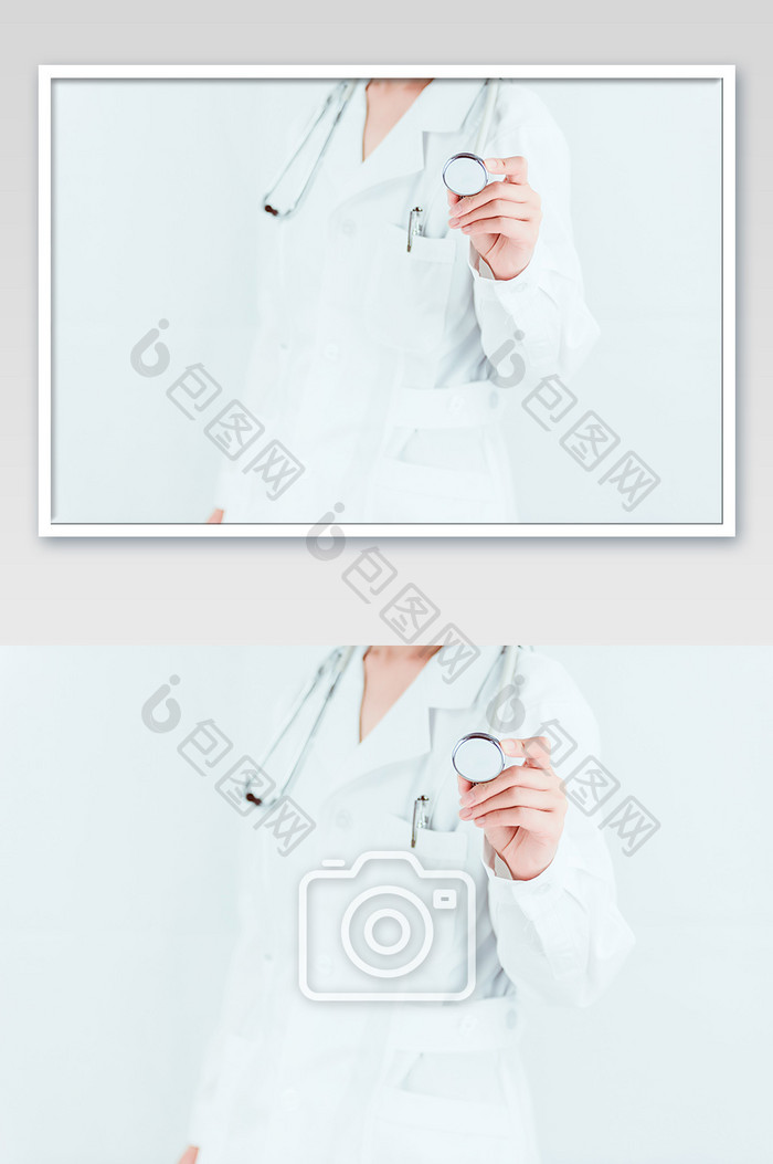 医护人员单手拿听诊器手势动作图片