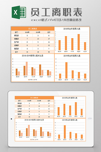 企业员工离职统计表Excel模板图片