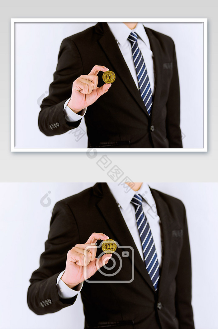 商务人士手拿金币动作姿势图片图片