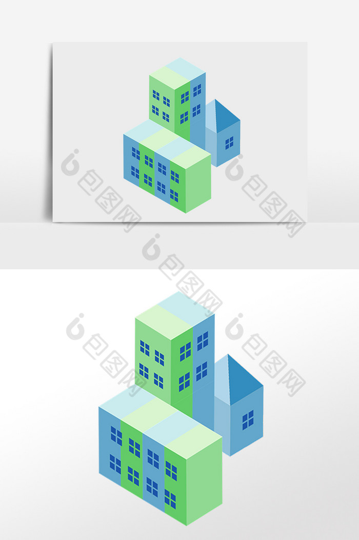 25D彩色楼房建筑插画图片图片