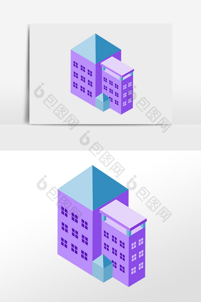 2.5D楼房立体建筑插画