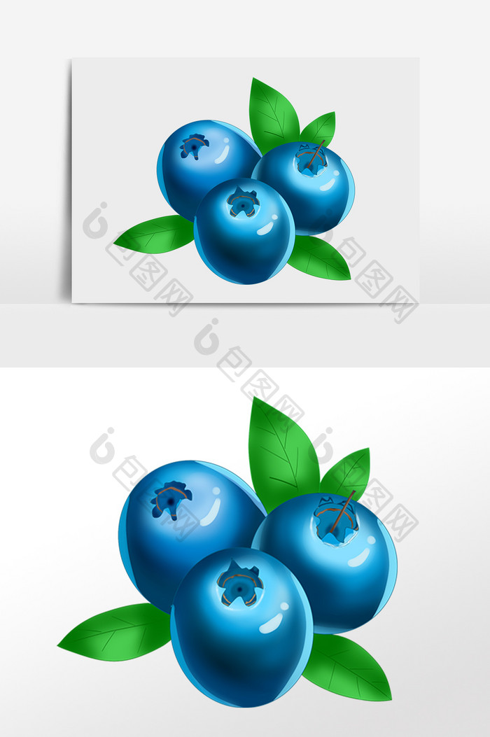 手绘夏季新鲜美味水果蓝莓插画