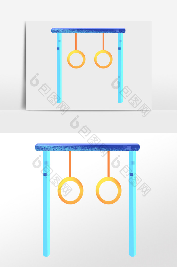 手绘小区健身器材吊环插画