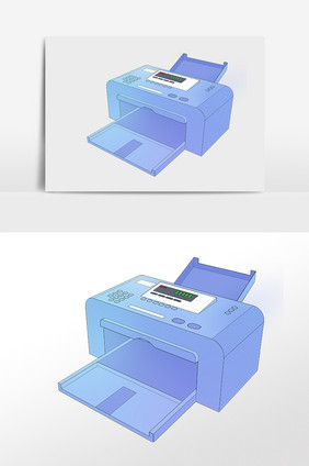 手绘商务办公用品打印机插画