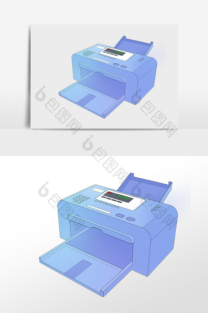 手绘商务办公用品打印机插画