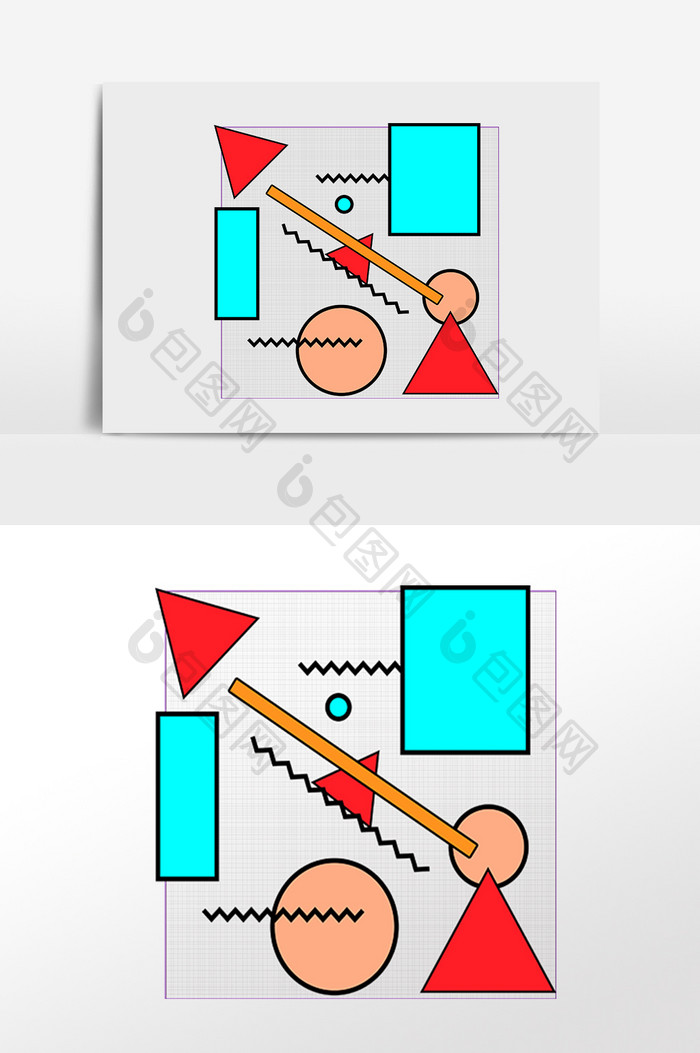 手绘时尚不规则几何孟菲斯插画