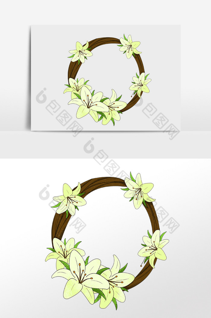 枝藤装饰花朵花环插画图片图片